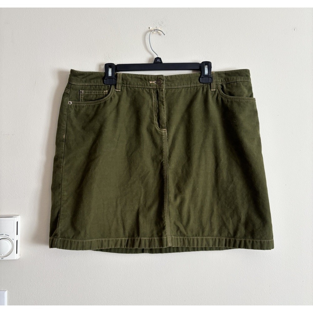 Boden Retro Mini Skirt Size 16 Green Cotton Preppy Casual A Line Pockets Classic